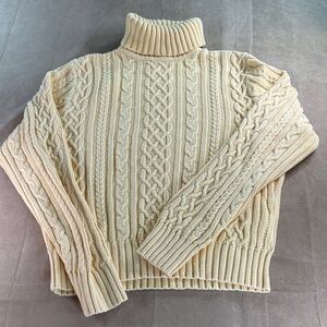 Elegant Women’s Cable Knit Turtleneck Sweater - Yellow